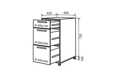 Н9 Тумба 3Ш 40 (фасад верхнего ящика без декора) Модена Декор Вип-Мастер