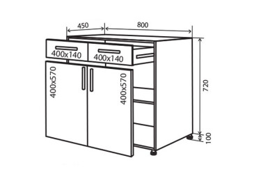 Н27 Тумба 2Ш2Д 80 (фасади шухляд без декору) Модена Декор Люкс VIP-master