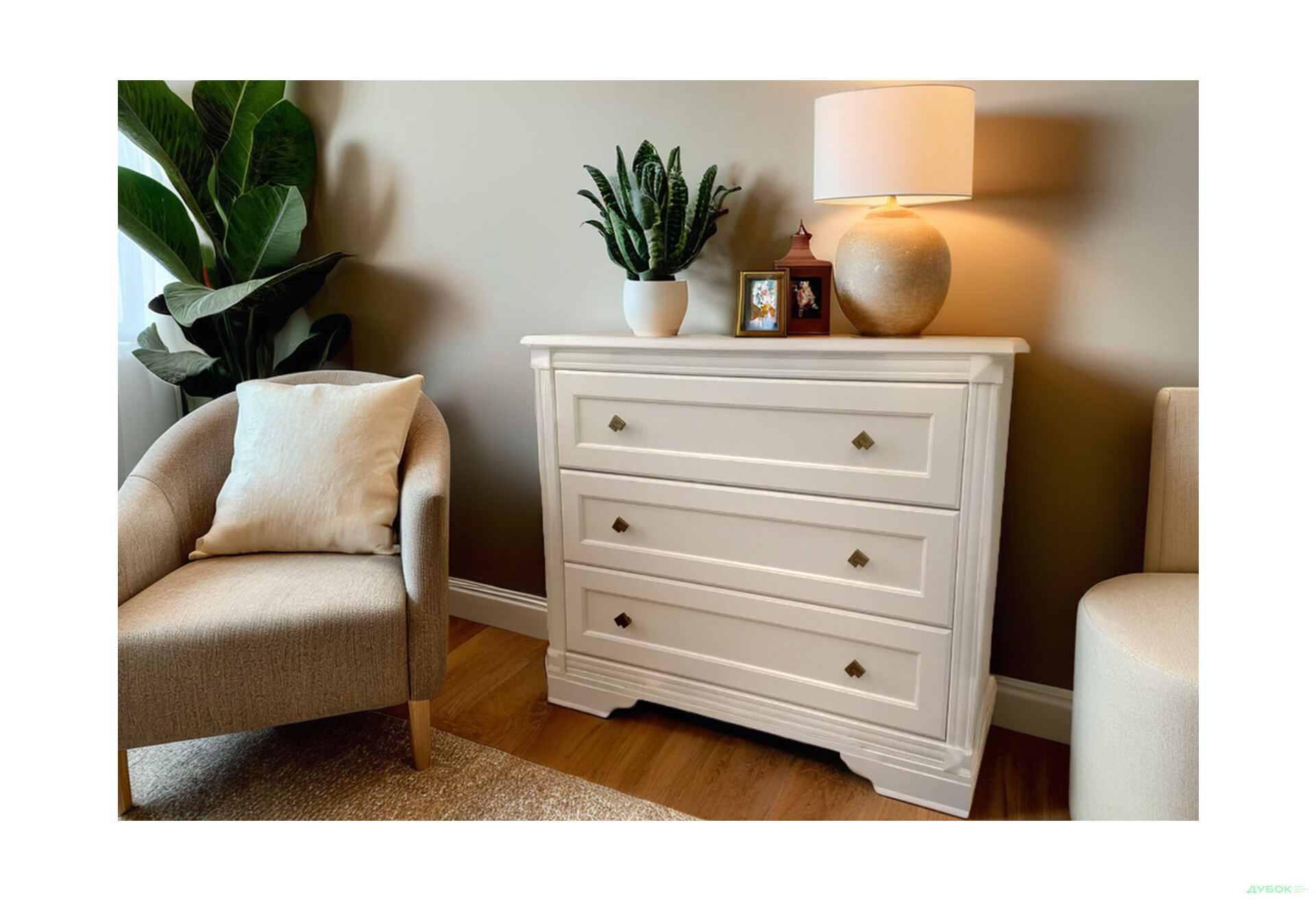 Комод Гербор Клео з 3 шухлядами 103 см Білий - Зображення 2 Зображення 2 - Комод Гербор Клео з 3 шухлядами 103 см Білий