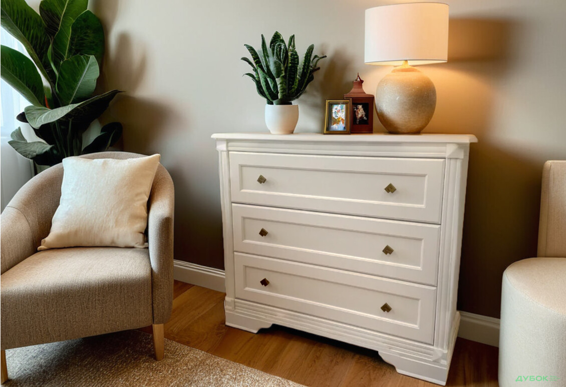 Комод Гербор Клео з 3 шухлядами 103 см Білий - Зображення 2 Зображення 2 - Комод Гербор Клео з 3 шухлядами 103 см Білий