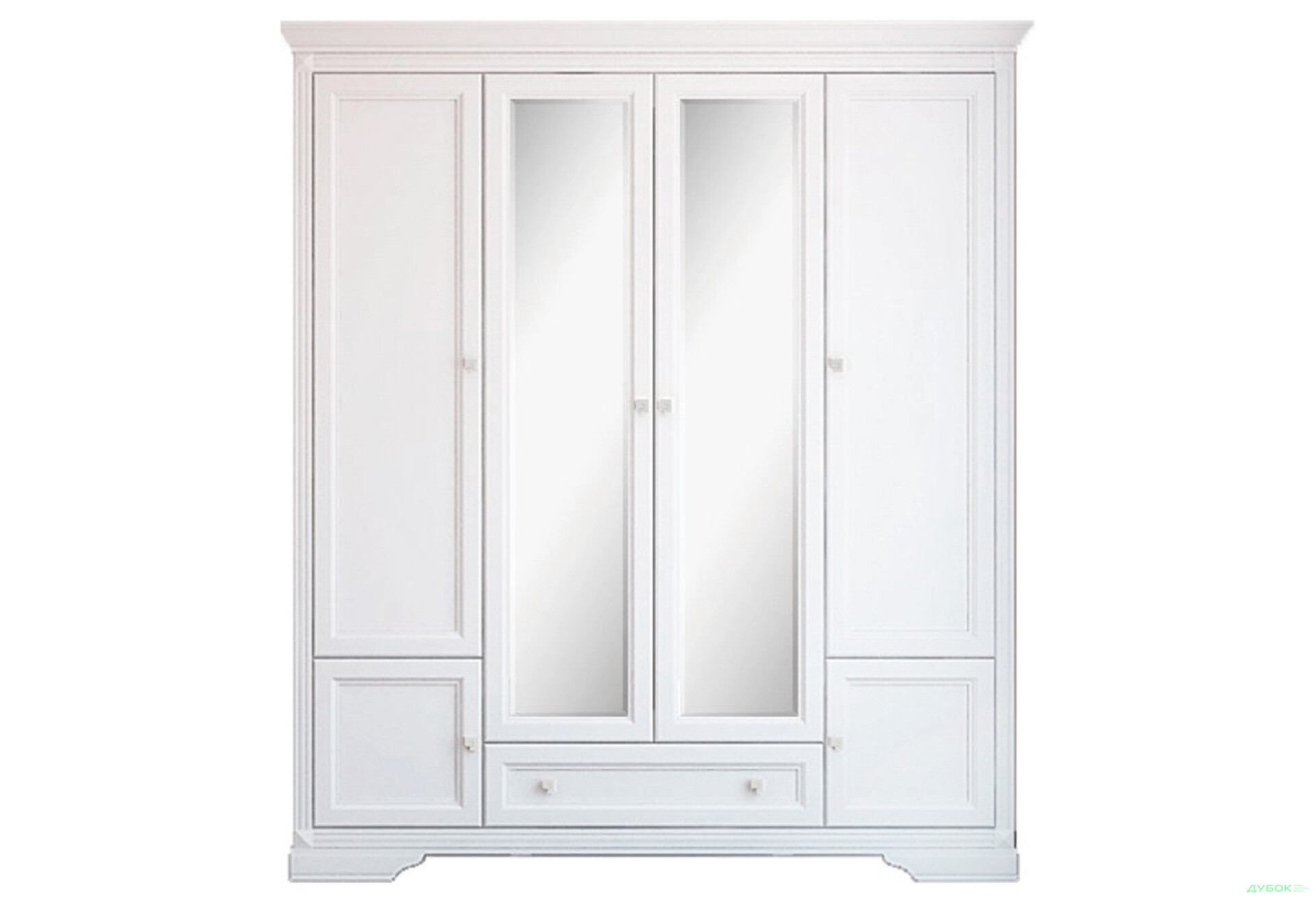 Фото 1 - Шафа Гербор Клео 6-дверна з шухлядою та дзеркалом 198 см Біла