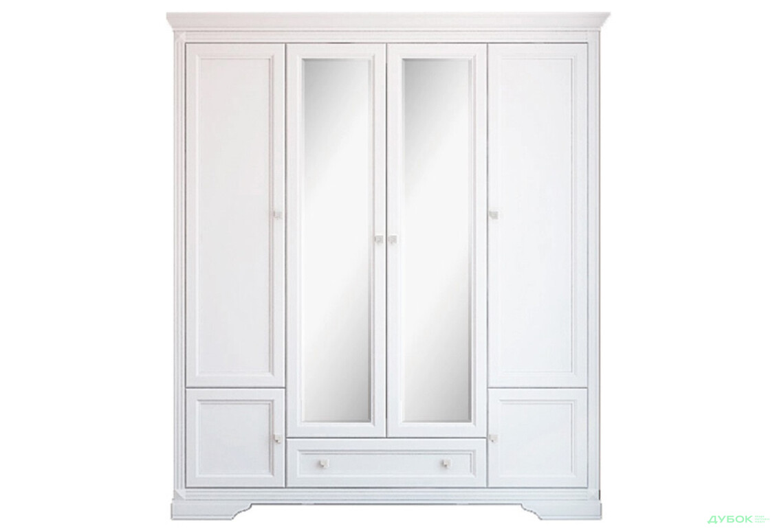 Шафа Гербор Клео 6-дверна з шухлядою та дзеркалом 198 см Біла