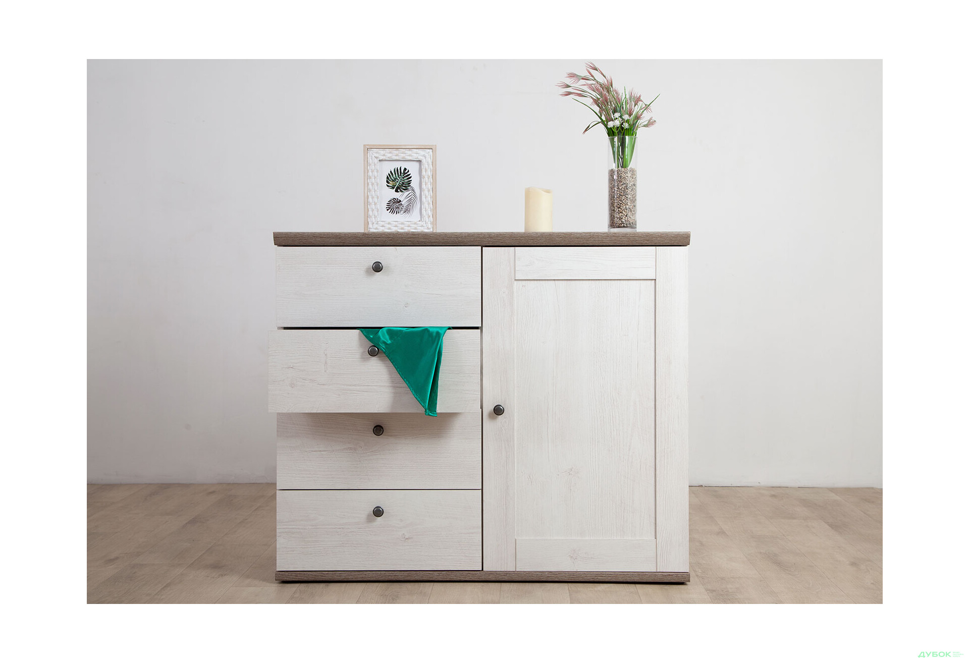 Комод Гербор Тина 1-дверный с 4 ящиками 103 см Сосна каньон - Изображение 4 Изображение 4 - Комод Гербор Тина 1-дверный с 4 ящиками 103 см Сосна каньон