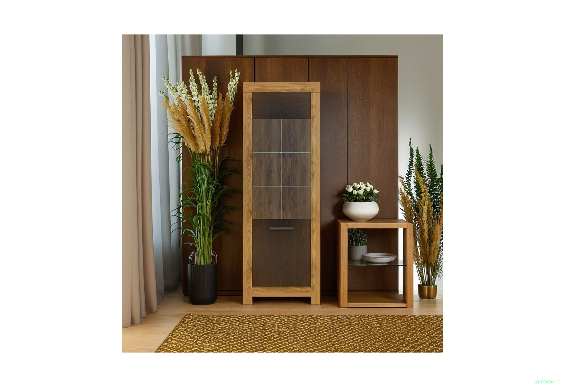 Комплект стінка з вітринами Гербор Белен 308 см Дуб ансберг темний/Дуб болотний коричневий - Зображення 2 Зображення 2 - Комплект стінка з вітринами Гербор Белен 308 см Дуб ансберг темний/Дуб болотний коричневий