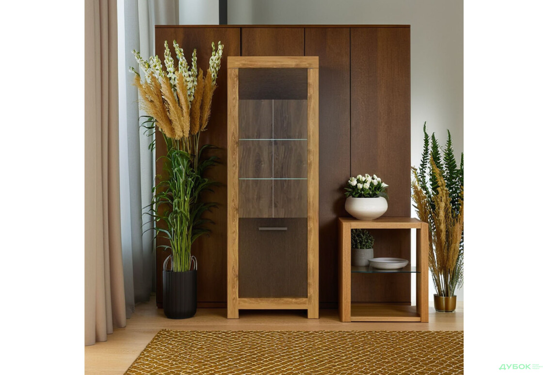 Комплект стінка з вітринами Гербор Белен 308 см Дуб ансберг темний/Дуб болотний коричневий - Зображення 2 Зображення 2 - Комплект стінка з вітринами Гербор Белен 308 см Дуб ансберг темний/Дуб болотний коричневий