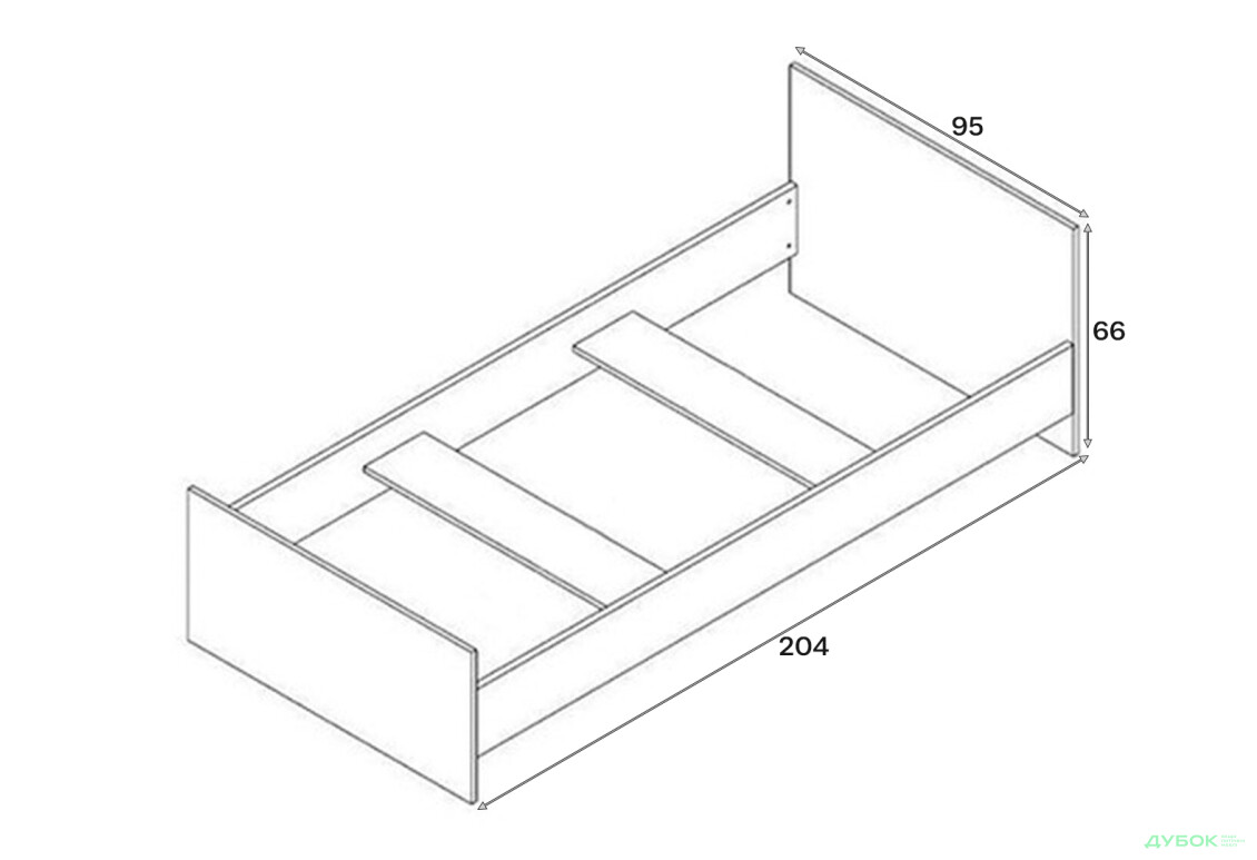 Зображення 3 - Ліжко Гербор Непо (без вкладу) 90х200 см, дуб сонома 