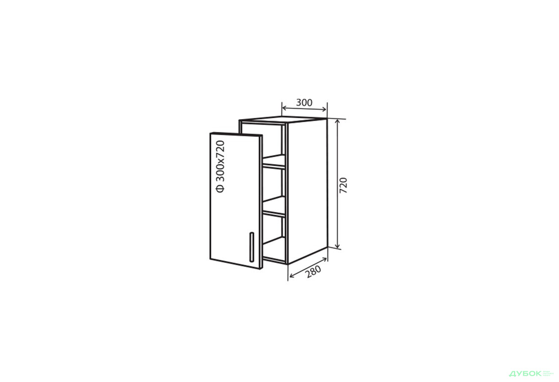 В2 Тумба витрина 1Д 30 Модена Вип-Мастер