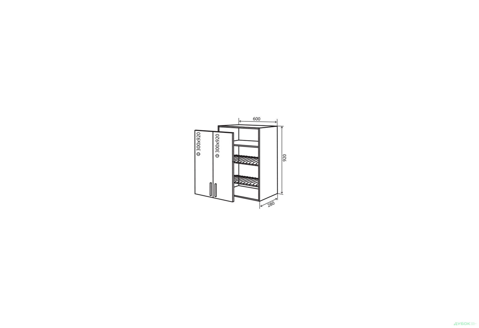 Зображення 1 - В47 Тумба 2Д 60 Сушка Вітрина Модена VIP-master