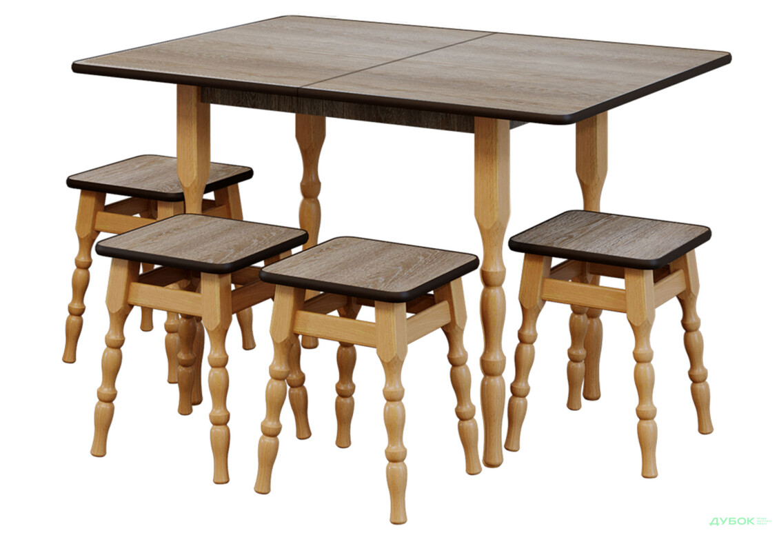 Комплект Стіл кухонний розкладний + 4 табурети Wood Master - Зображення 2 Зображення 2 - Комплект Стіл кухонний розкладний + 4 табурети Wood Master