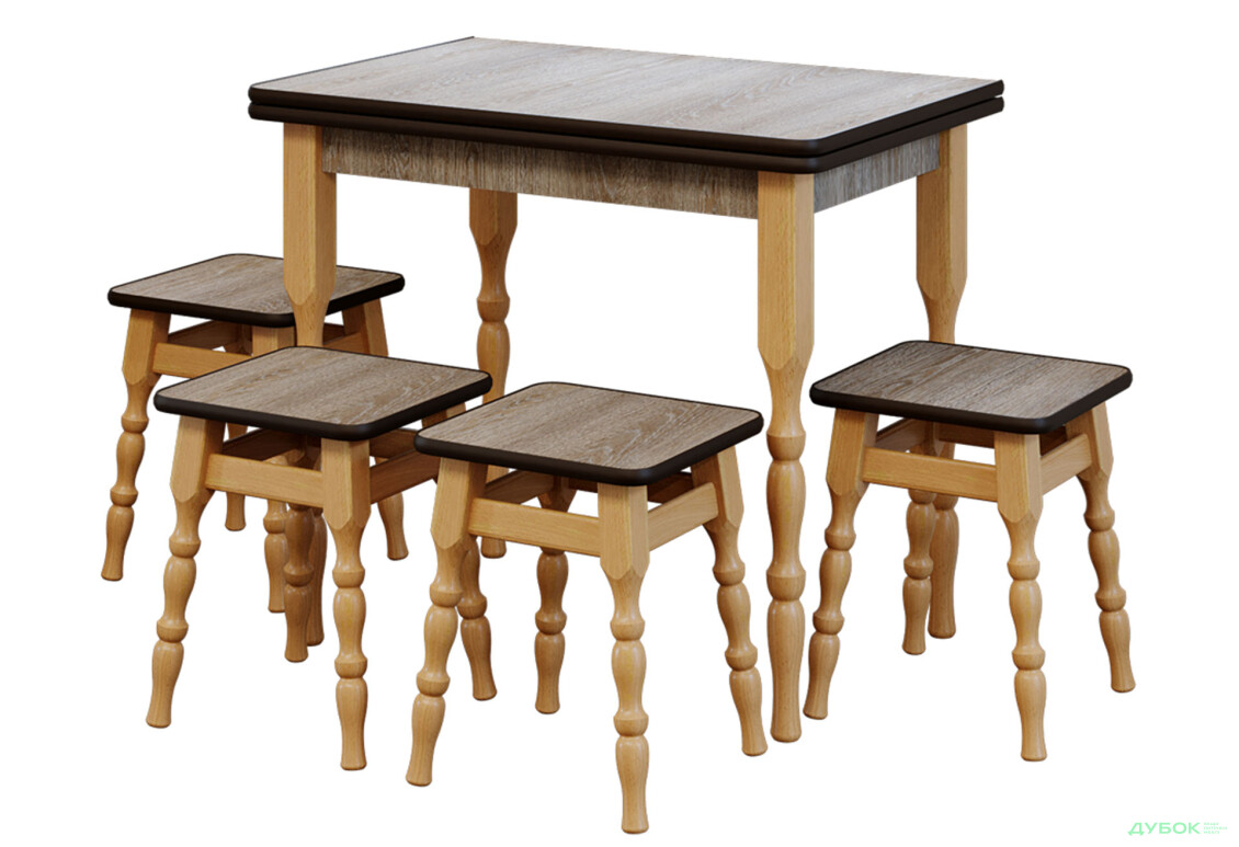 Комплект Стіл кухонний розкладний + 4 табурети Wood Master - Зображення 1 Зображення 1 - Комплект Стіл кухонний розкладний + 4 табурети Wood Master