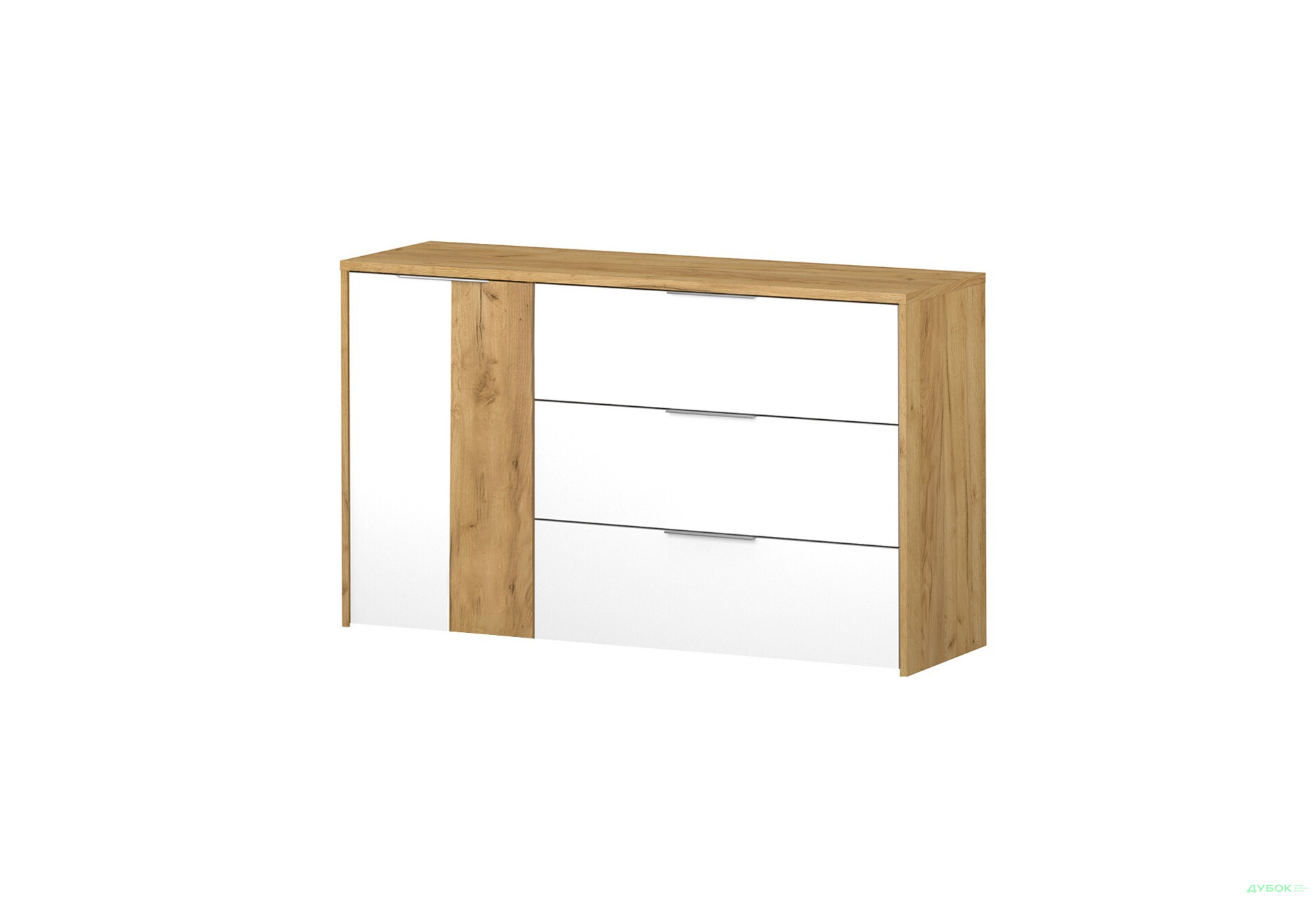 Комод VMV holding Аванті 1-дверний з 3 шухлядами 140 см Дуб крафт золотий/Біла платина - Зображення 1 Зображення 1 - Комод VMV holding Аванті 1-дверний з 3 шухлядами 140 см Дуб крафт золотий/Біла платина
