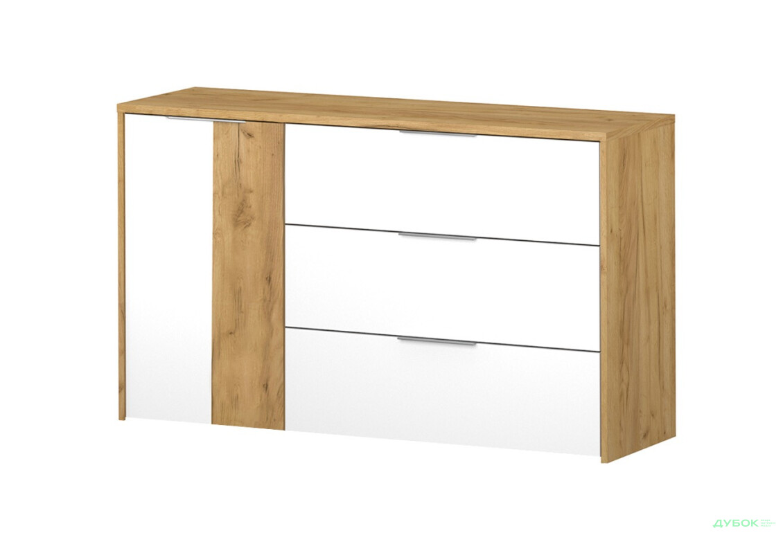 Комод VMV holding Аванті 1-дверний з 3 шухлядами 140 см Дуб крафт золотий/Біла платина - Зображення 1 Зображення 1 - Комод VMV holding Аванті 1-дверний з 3 шухлядами 140 см Дуб крафт золотий/Біла платина