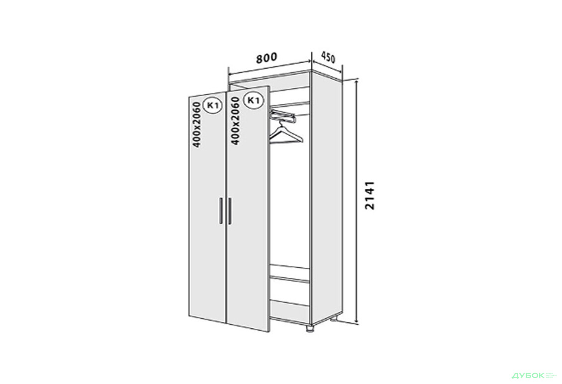 Зображення 2 - Шафа VIP-master Соломія М12 2-дверна 80 см