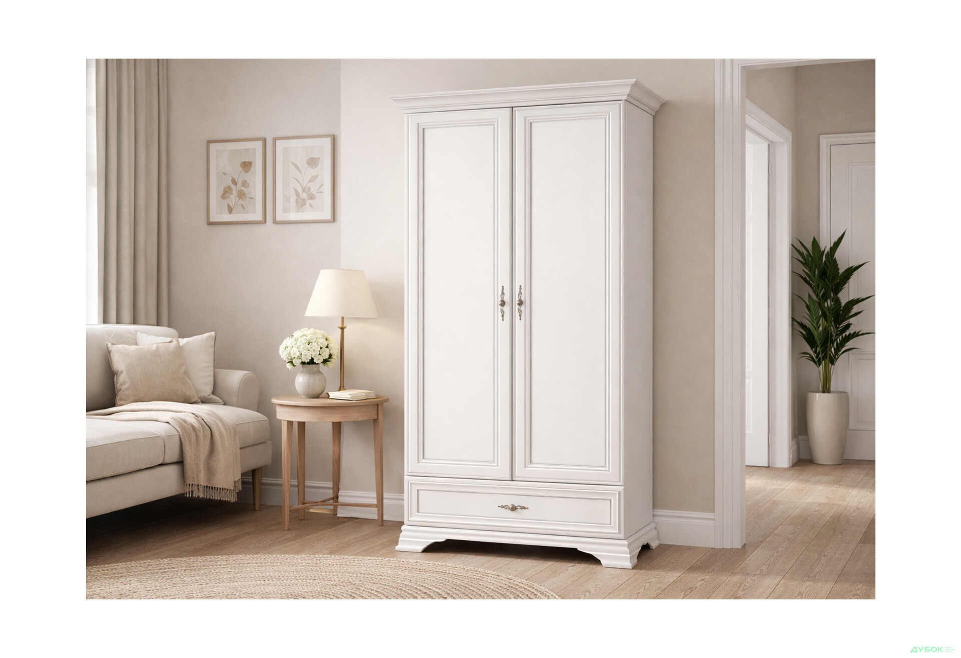 Изображение 2 - Шкаф ВМК Кентукки 2-дверный с ящиком 100 см Белый