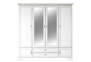 Шкаф ВМК Кентукки 6-дверный с 2 ящиками и зеркалом 228 см Белый