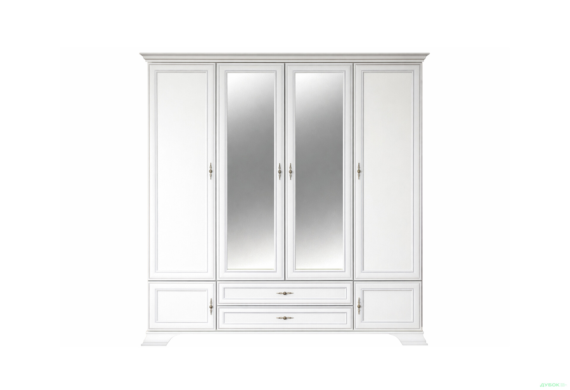 Зображення 1 - Шафа ВМК Кентукі 6-дверна з 2 шухлядами та дзеркалом 228 см Біла
