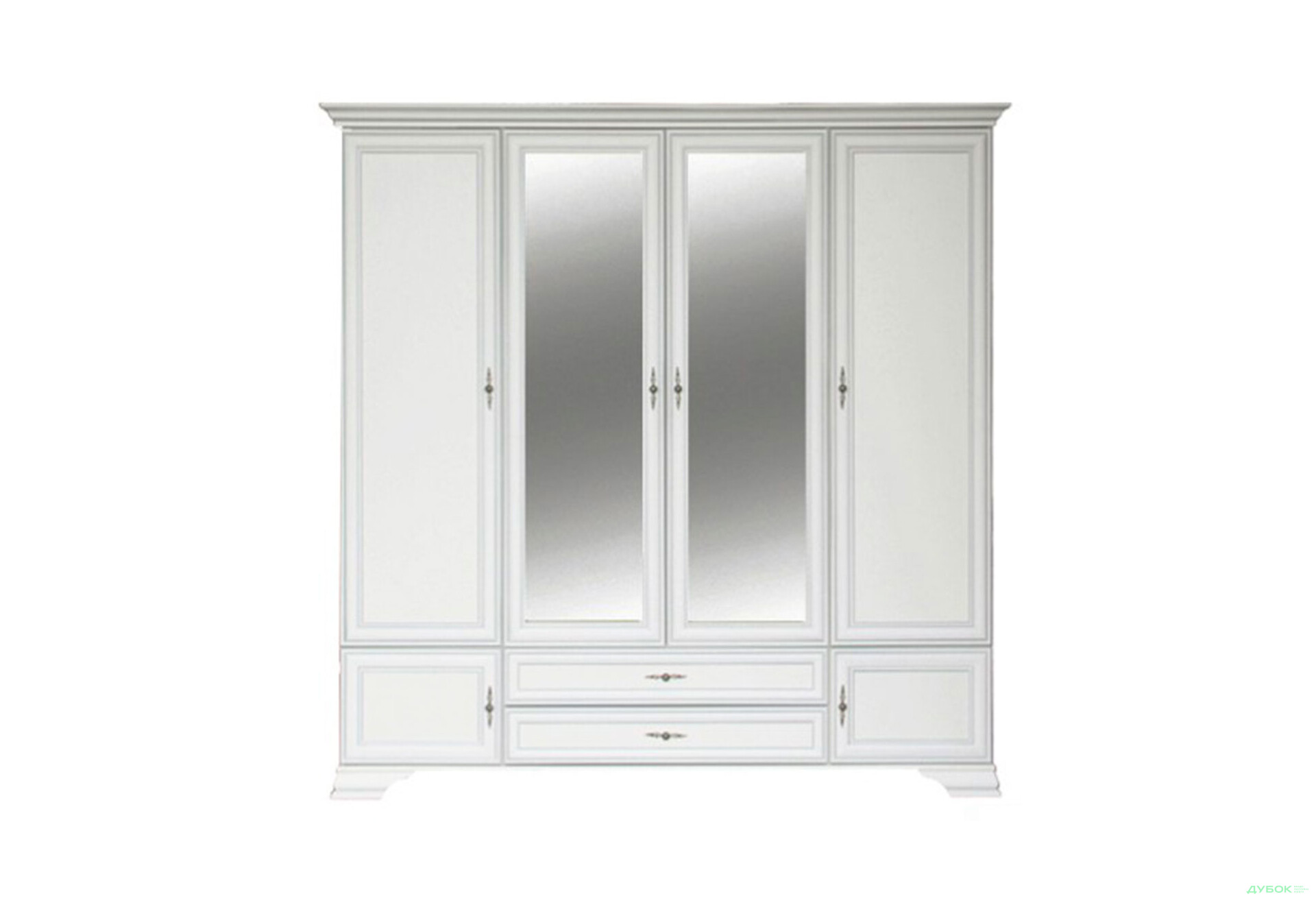 Шафа ВМК Кентукі 6-дверна з 2 шухлядами та дзеркалом 228 см Біла - Зображення 1 Зображення 1 - Шафа ВМК Кентукі 6-дверна з 2 шухлядами та дзеркалом 228 см Біла