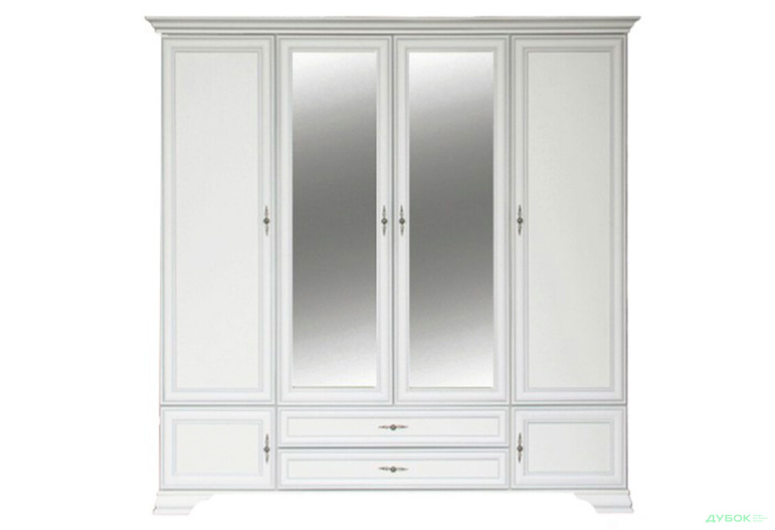 Шафа ВМК Кентукі 6-дверна з 2 шухлядами та дзеркалом 228 см Біла - Зображення 1 Зображення 1 - Шафа ВМК Кентукі 6-дверна з 2 шухлядами та дзеркалом 228 см Біла