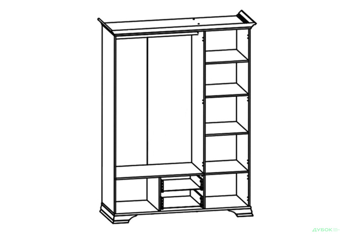 Шафа ВМК Кентукі 5-дверна з 2 шухлядами та дзеркалом 160 см Біла - Зображення 3 Зображення 3 - Шафа ВМК Кентукі 5-дверна з 2 шухлядами та дзеркалом 160 см Біла