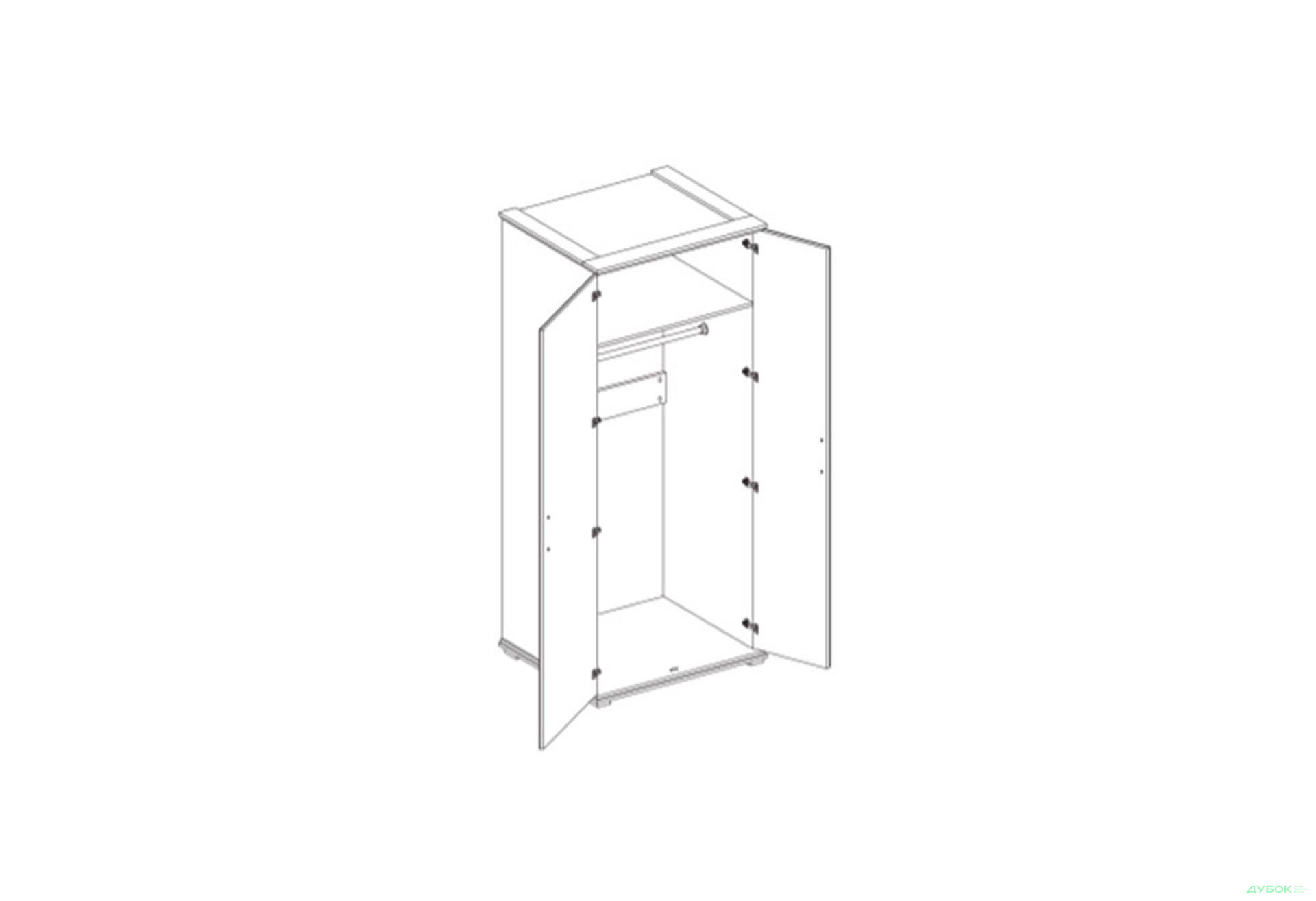 Шкаф Svit Mebliv Палермо 2-дверный 91 см Дуб корабельный - Изображение 2 Изображение 2 - Шкаф Svit Mebliv Палермо 2-дверный 91 см Дуб корабельный
