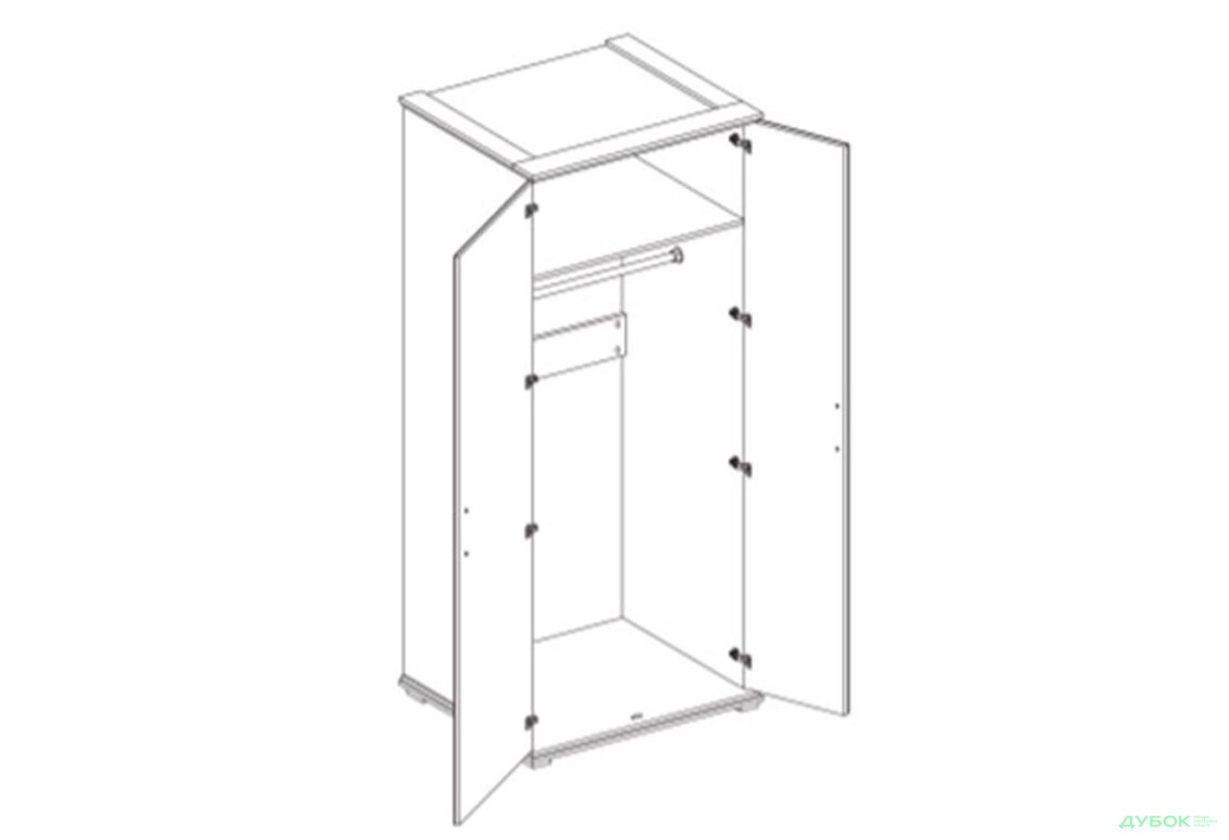 Шкаф Svit Mebliv Палермо 2-дверный 91 см Дуб корабельный - Изображение 2 Изображение 2 - Шкаф Svit Mebliv Палермо 2-дверный 91 см Дуб корабельный