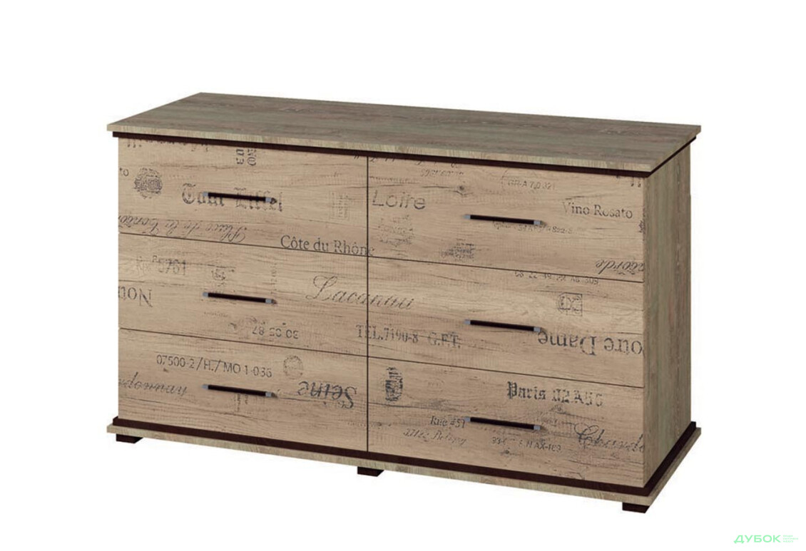 Комод Svit Mebliv Палермо с 6 ящиками 130 см Дуб корабельный - Изображение 1 Изображение 1 - Комод Svit Mebliv Палермо с 6 ящиками 130 см Дуб корабельный