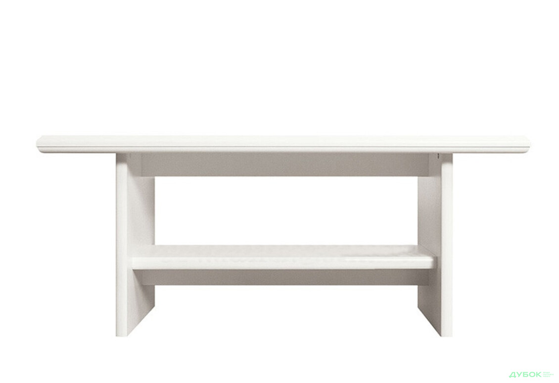Стіл журнальний ВМК Кентукі 130x65 см з полицею, білий альпійський - Зображення 1 Зображення 1 - Стіл журнальний ВМК Кентукі 130x65 см з полицею, білий альпійський