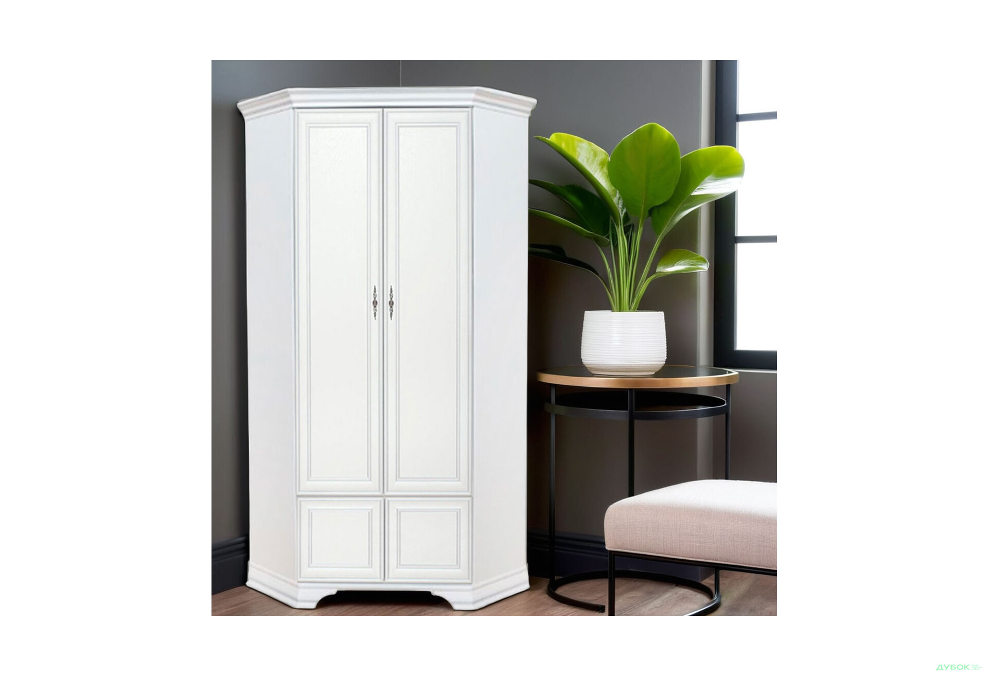 Шкаф угловой ВМК Кентукки 2-дверный 98 см Белый - Изображение 2 Изображение 2 - Шкаф угловой ВМК Кентукки 2-дверный 98 см Белый