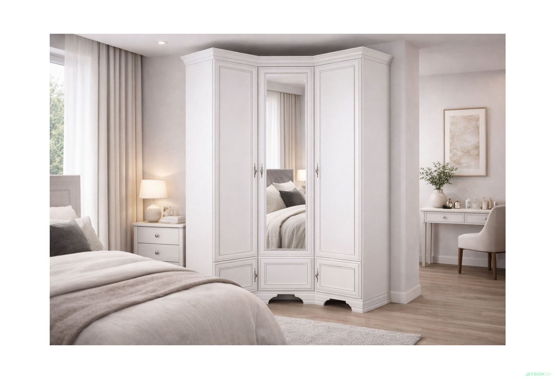 Зображення 2 - Шафа кутова ВМК Кентукі 5-дверна 137 см Біла