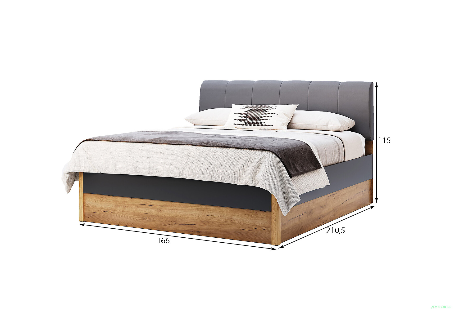 Ліжко MiroMark Рамона (без вкладу) 160х200 см, дуб крафт/лава - Зображення 7 Зображення 7 - Ліжко MiroMark Рамона (без вкладу) 160х200 см, дуб крафт/лава