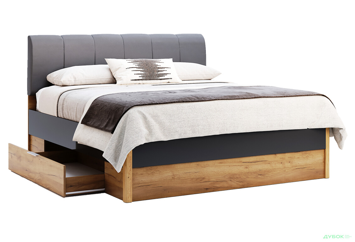 Ліжко MiroMark Рамона (без вкладу) 160х200 см, дуб крафт/лава - Зображення 4 Зображення 4 - Ліжко MiroMark Рамона (без вкладу) 160х200 см, дуб крафт/лава