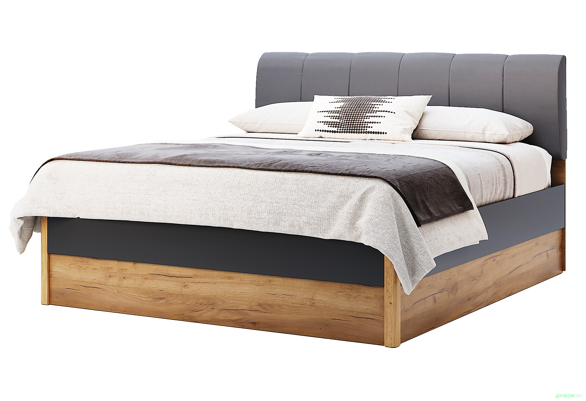 Ліжко MiroMark Рамона (без вкладу) 160х200 см, дуб крафт/лава - Зображення 1 Зображення 1 - Ліжко MiroMark Рамона (без вкладу) 160х200 см, дуб крафт/лава