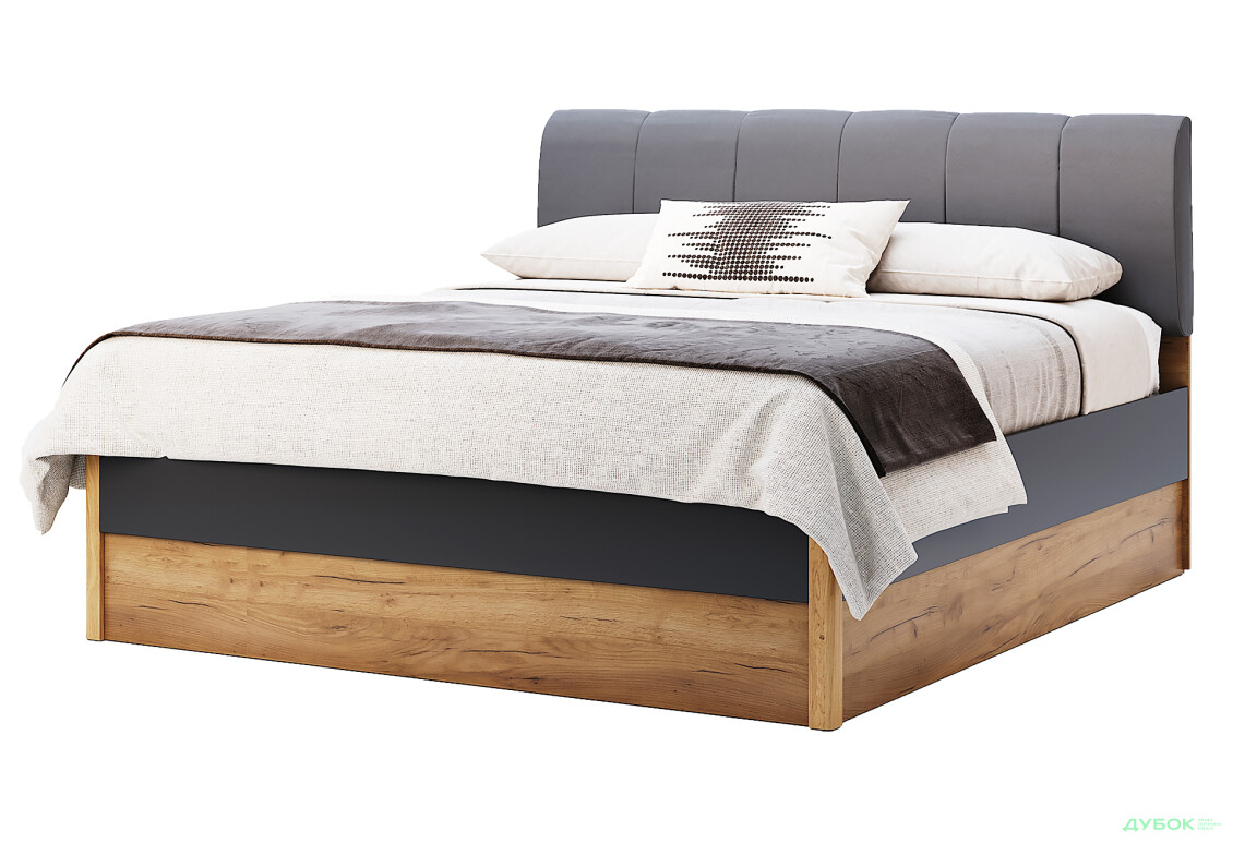 Ліжко MiroMark Рамона (без вкладу) 160х200 см, дуб крафт/лава - Зображення 1 Зображення 1 - Ліжко MiroMark Рамона (без вкладу) 160х200 см, дуб крафт/лава