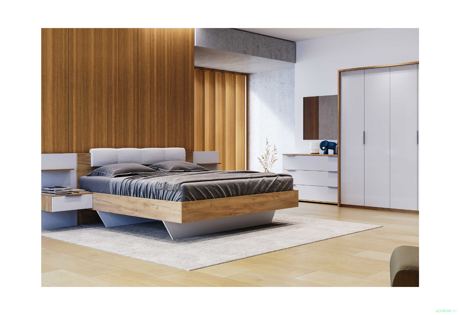 Изображение 2 - Кровать MiroMark Асти (без вклада) 140х200 см, дуб крафт/белый