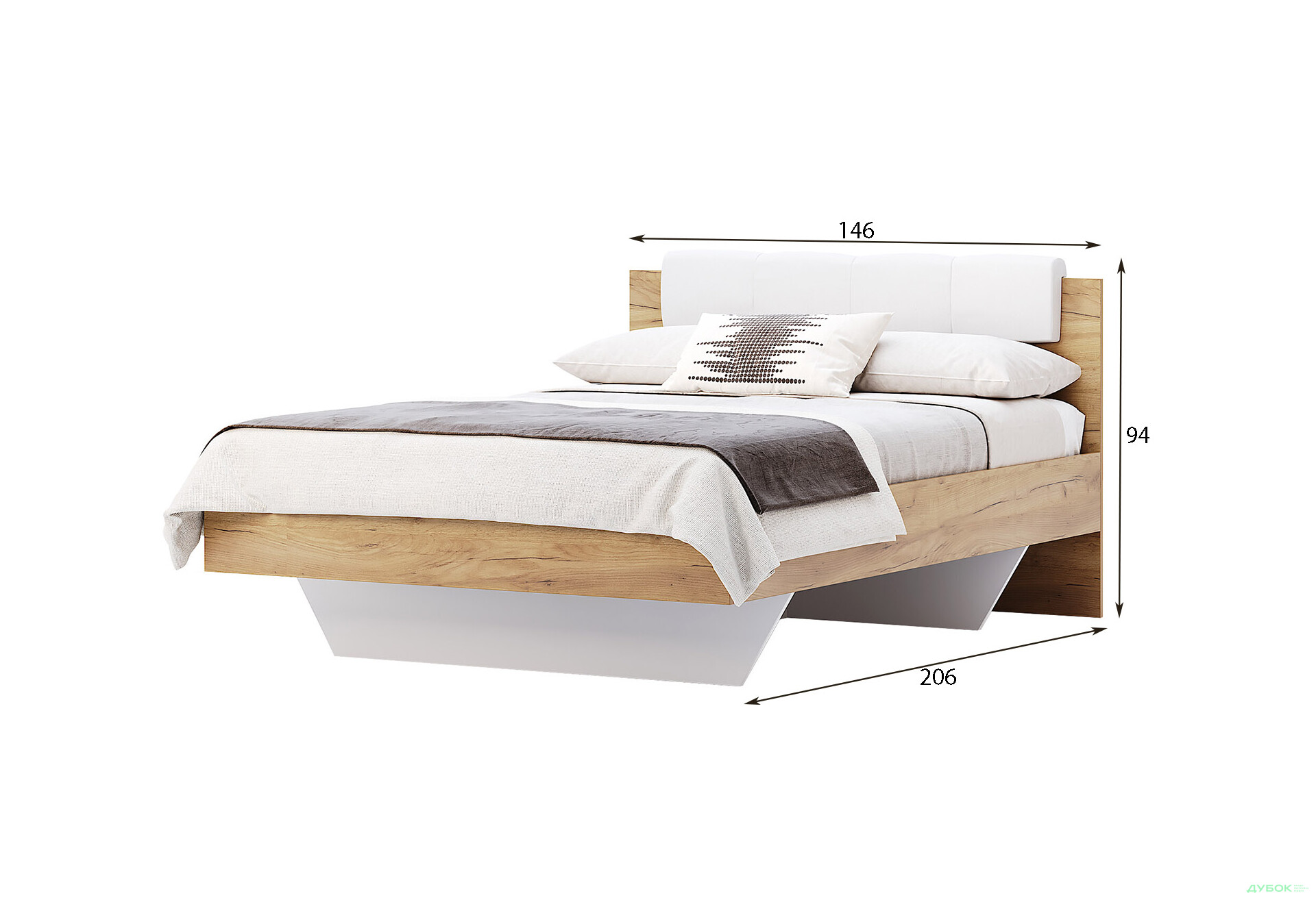 Изображение 4 - Кровать MiroMark Асти (без вклада) 140х200 см, дуб крафт/белый
