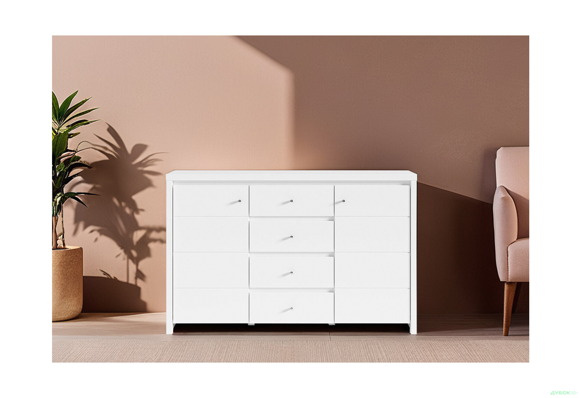 Комод ВМК Кристина 2-дверный с 4 ящиками 143 см Белый - Изображение 2 Изображение 2 - Комод ВМК Кристина 2-дверный с 4 ящиками 143 см Белый