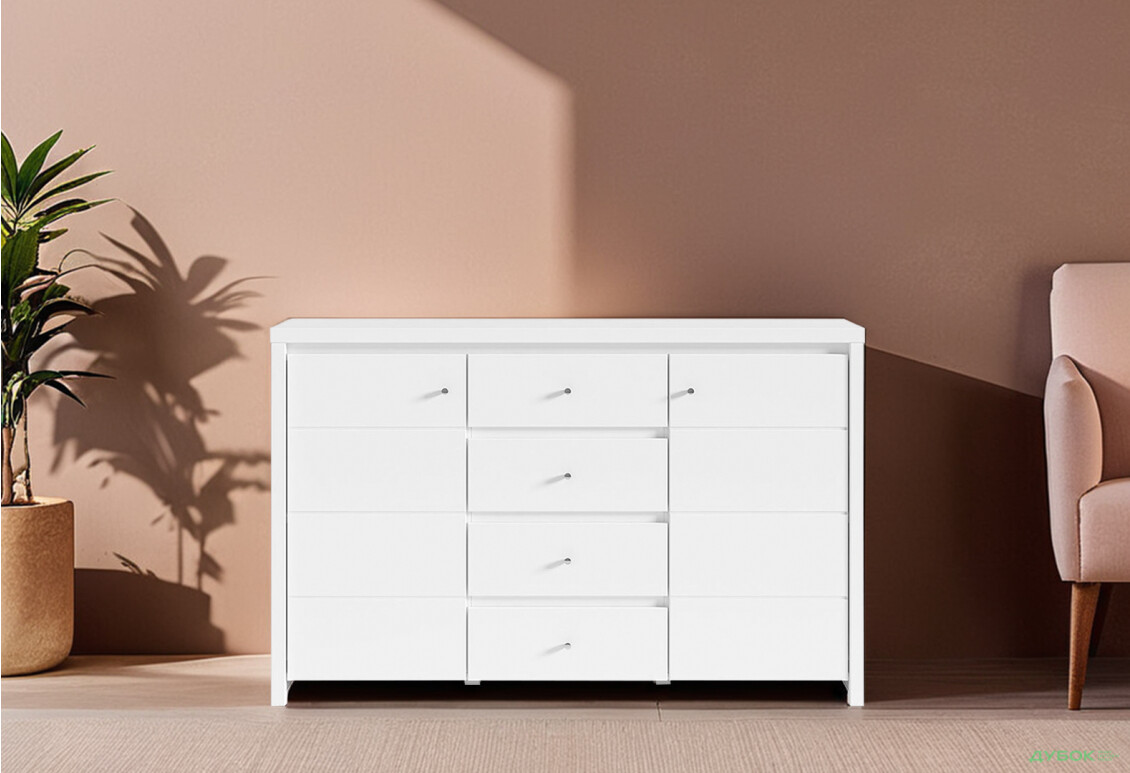 Комод ВМК Кристина 2-дверный с 4 ящиками 143 см Белый - Изображение 2 Изображение 2 - Комод ВМК Кристина 2-дверный с 4 ящиками 143 см Белый