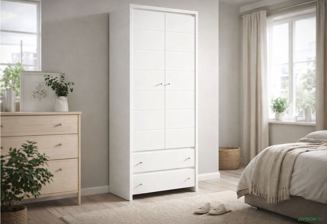 Изображение 2 - Шкаф ВМК Кристина 2-дверная с 2 ящиками 90 см Белая