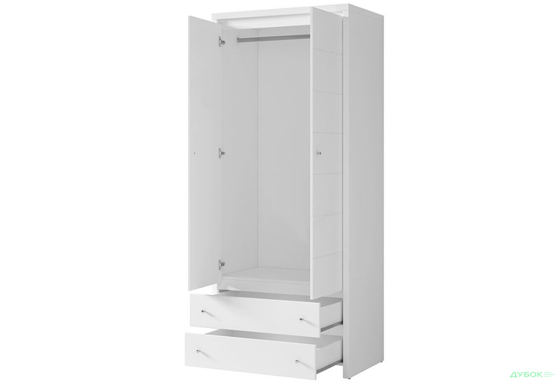 Шафа ВМК Крістіна 2-дверна з 2 шухлядами 90 см Біла - Зображення 4 Зображення 4 - Шафа ВМК Крістіна 2-дверна з 2 шухлядами 90 см Біла