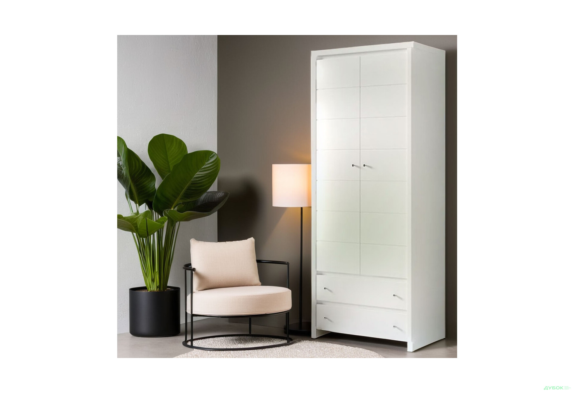 Шафа ВМК Крістіна 2-дверна з 2 шухлядами 90 см Біла - Зображення 2 Зображення 2 - Шафа ВМК Крістіна 2-дверна з 2 шухлядами 90 см Біла