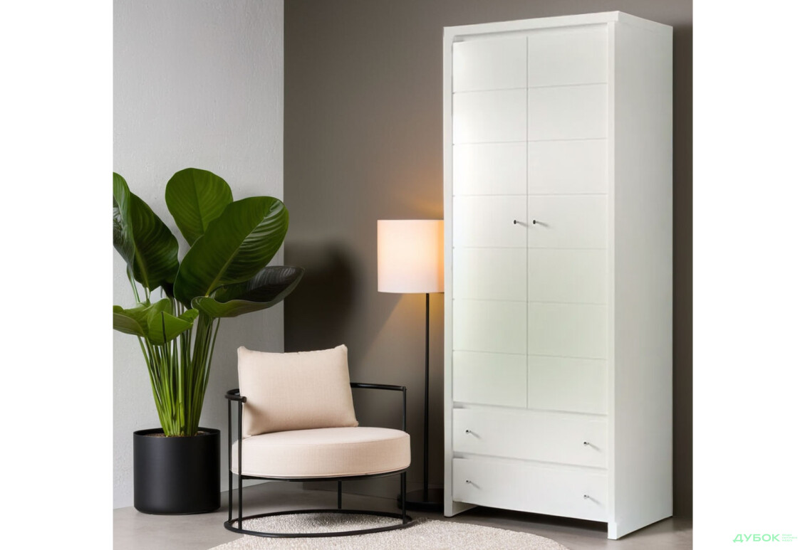 Шафа ВМК Крістіна 2-дверна з 2 шухлядами 90 см Біла - Зображення 2 Зображення 2 - Шафа ВМК Крістіна 2-дверна з 2 шухлядами 90 см Біла