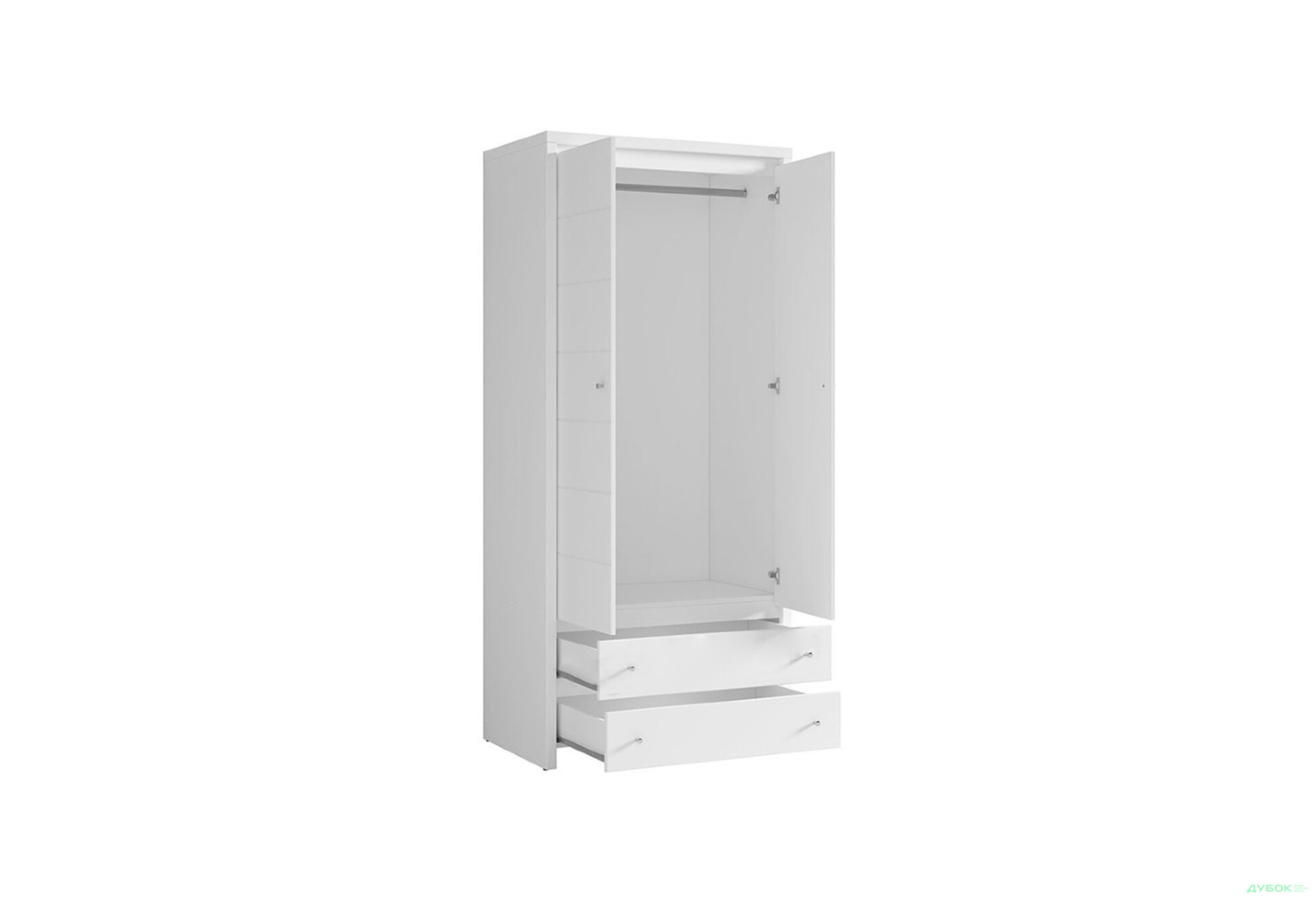 Шафа ВМК Крістіна 2-дверна з 2 шухлядами 90 см Біла - Зображення 3 Зображення 3 - Шафа ВМК Крістіна 2-дверна з 2 шухлядами 90 см Біла