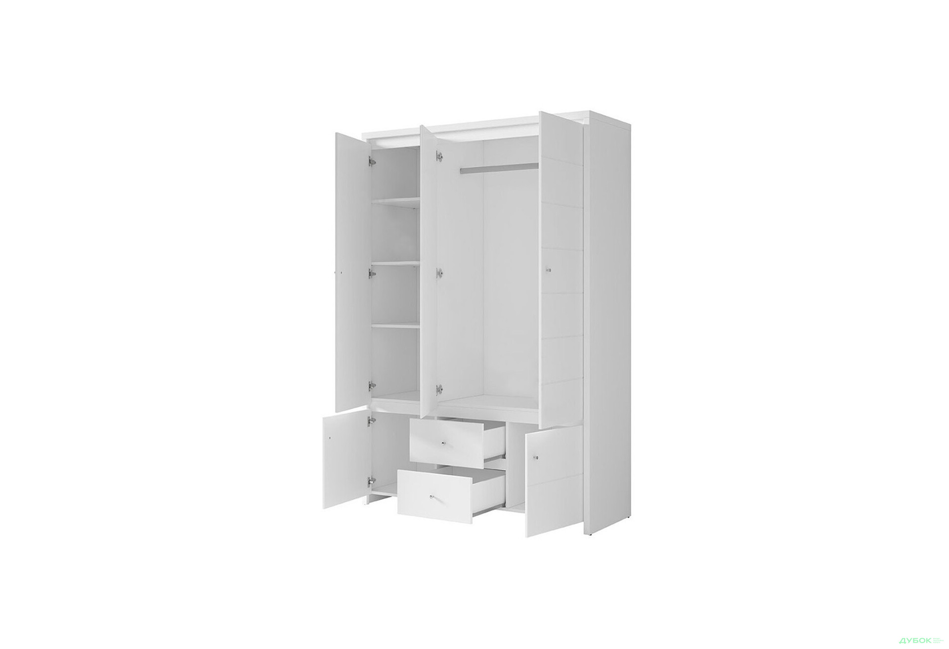 Шафа ВМК Крістіна 5-дверна з 2 шухлядами та дзеркалом 154 см Біла - Зображення 4 Зображення 4 - Шафа ВМК Крістіна 5-дверна з 2 шухлядами та дзеркалом 154 см Біла