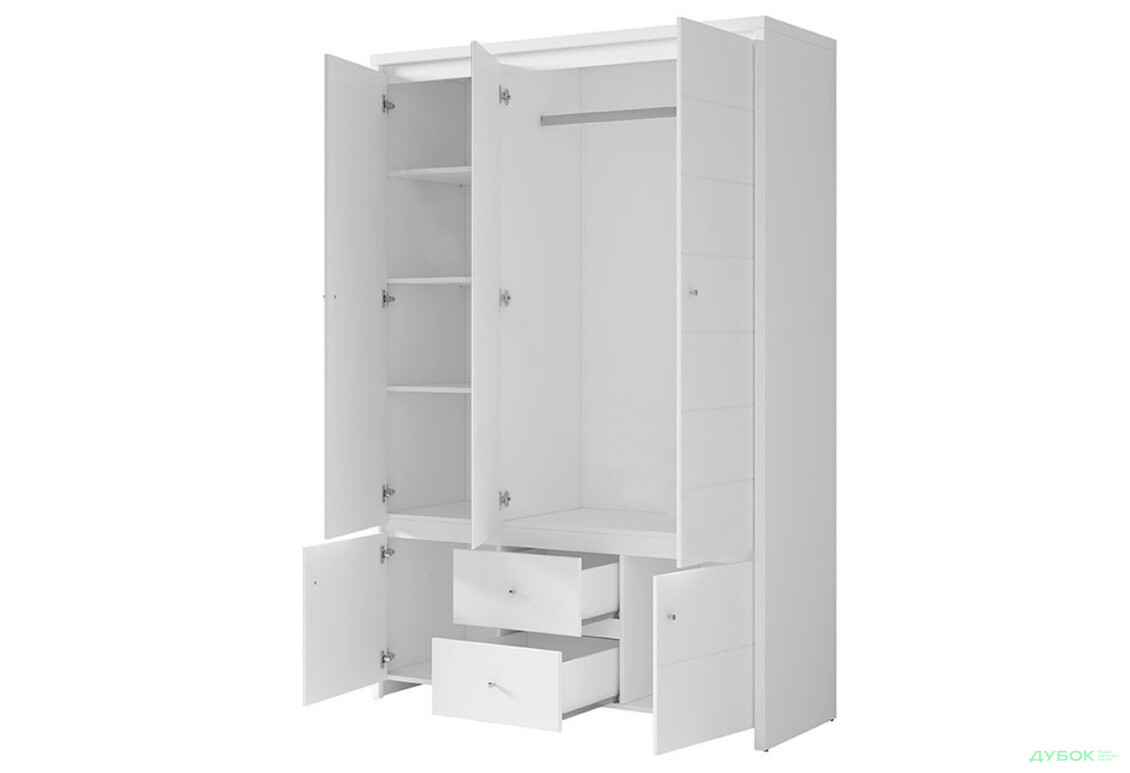 Шафа ВМК Крістіна 5-дверна з 2 шухлядами та дзеркалом 154 см Біла - Зображення 4 Зображення 4 - Шафа ВМК Крістіна 5-дверна з 2 шухлядами та дзеркалом 154 см Біла