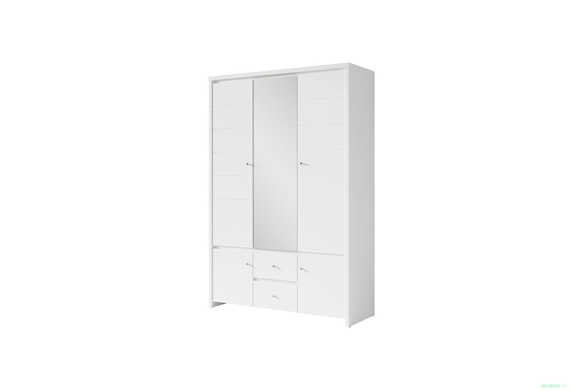 Шафа ВМК Крістіна 5-дверна з 2 шухлядами та дзеркалом 154 см Біла - Зображення 1 Зображення 1 - Шафа ВМК Крістіна 5-дверна з 2 шухлядами та дзеркалом 154 см Біла