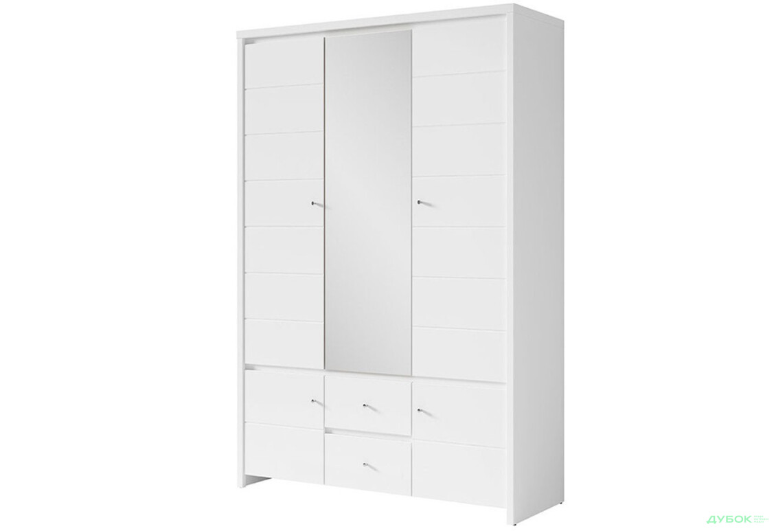 Шафа ВМК Крістіна 5-дверна з 2 шухлядами та дзеркалом 154 см Біла - Зображення 1 Зображення 1 - Шафа ВМК Крістіна 5-дверна з 2 шухлядами та дзеркалом 154 см Біла