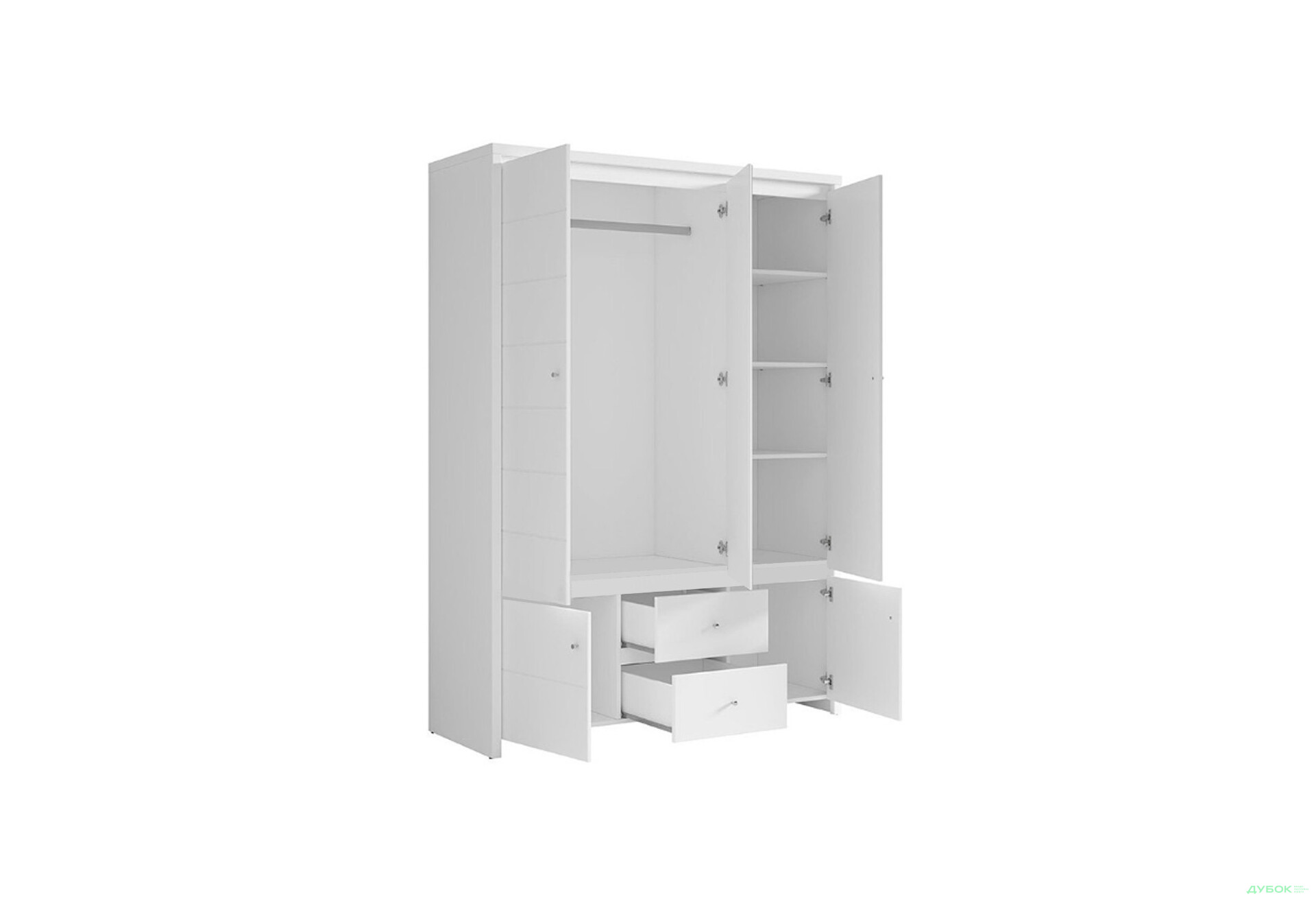 Шафа ВМК Крістіна 5-дверна з 2 шухлядами та дзеркалом 154 см Біла - Зображення 5 Зображення 5 - Шафа ВМК Крістіна 5-дверна з 2 шухлядами та дзеркалом 154 см Біла