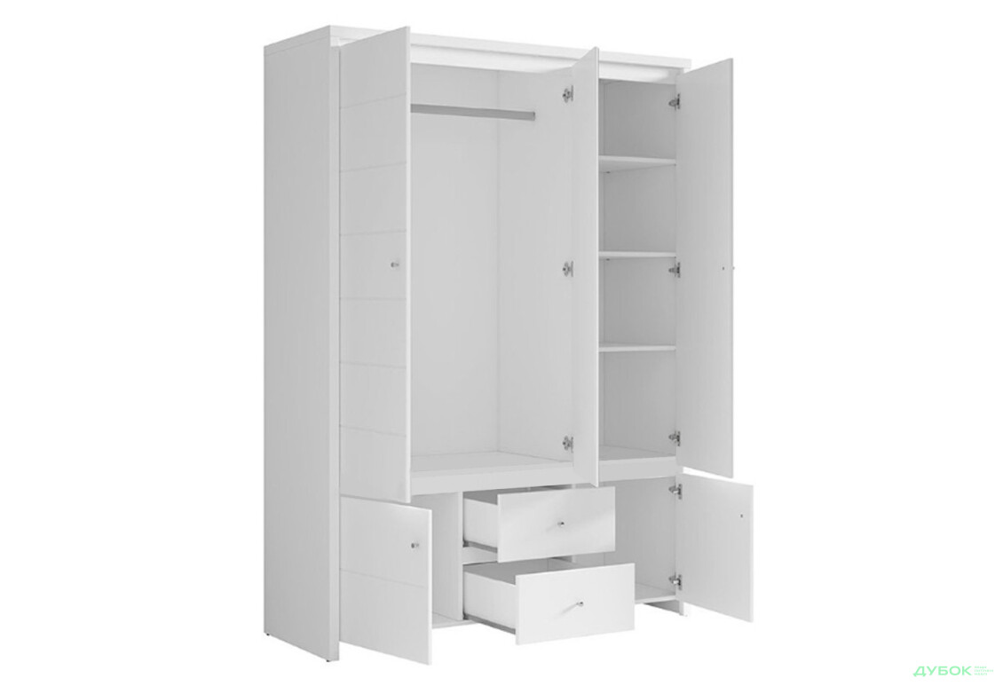 Шафа ВМК Крістіна 5-дверна з 2 шухлядами та дзеркалом 154 см Біла - Зображення 5 Зображення 5 - Шафа ВМК Крістіна 5-дверна з 2 шухлядами та дзеркалом 154 см Біла