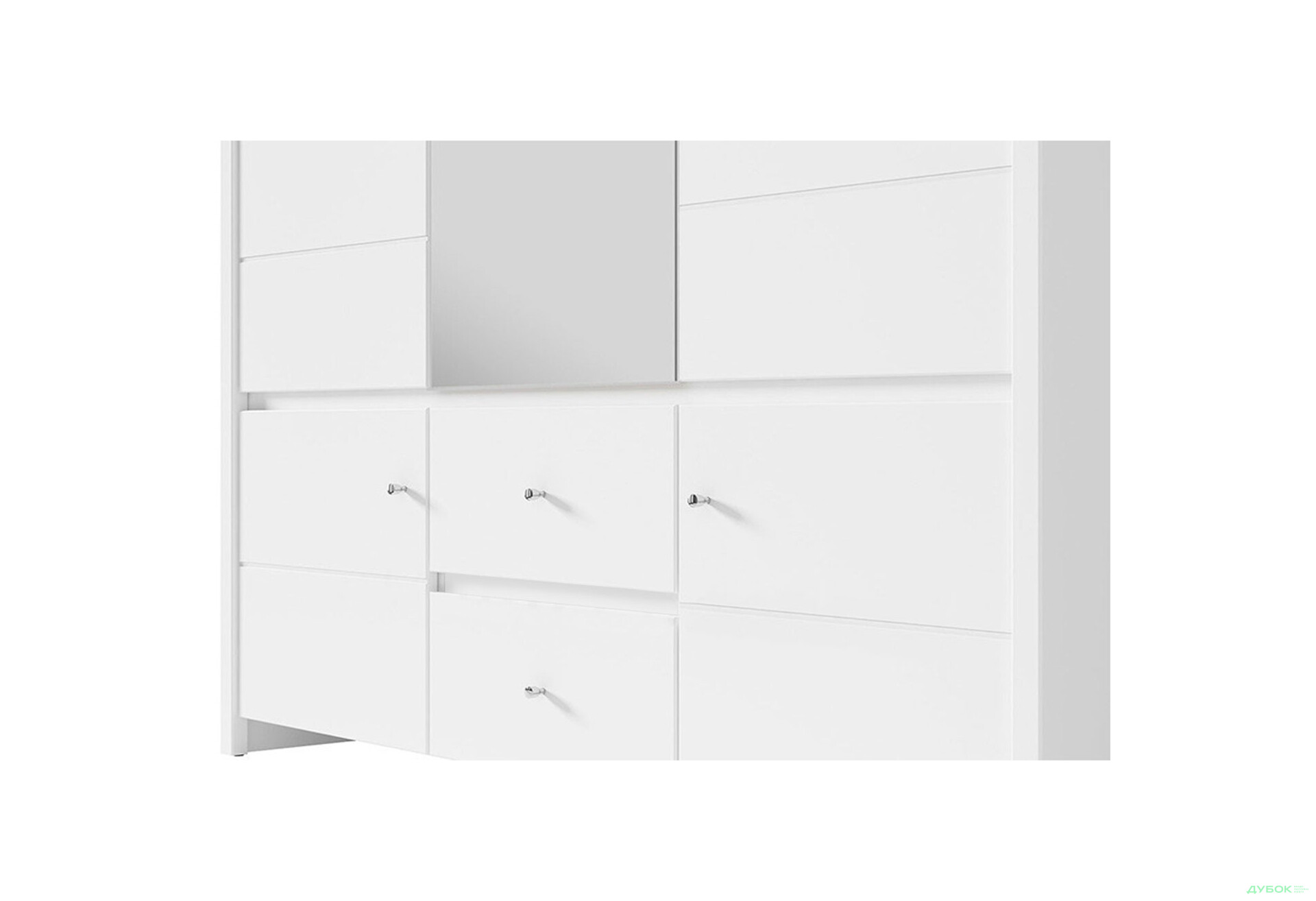 Шафа ВМК Крістіна 5-дверна з 2 шухлядами та дзеркалом 154 см Біла - Зображення 6 Зображення 6 - Шафа ВМК Крістіна 5-дверна з 2 шухлядами та дзеркалом 154 см Біла