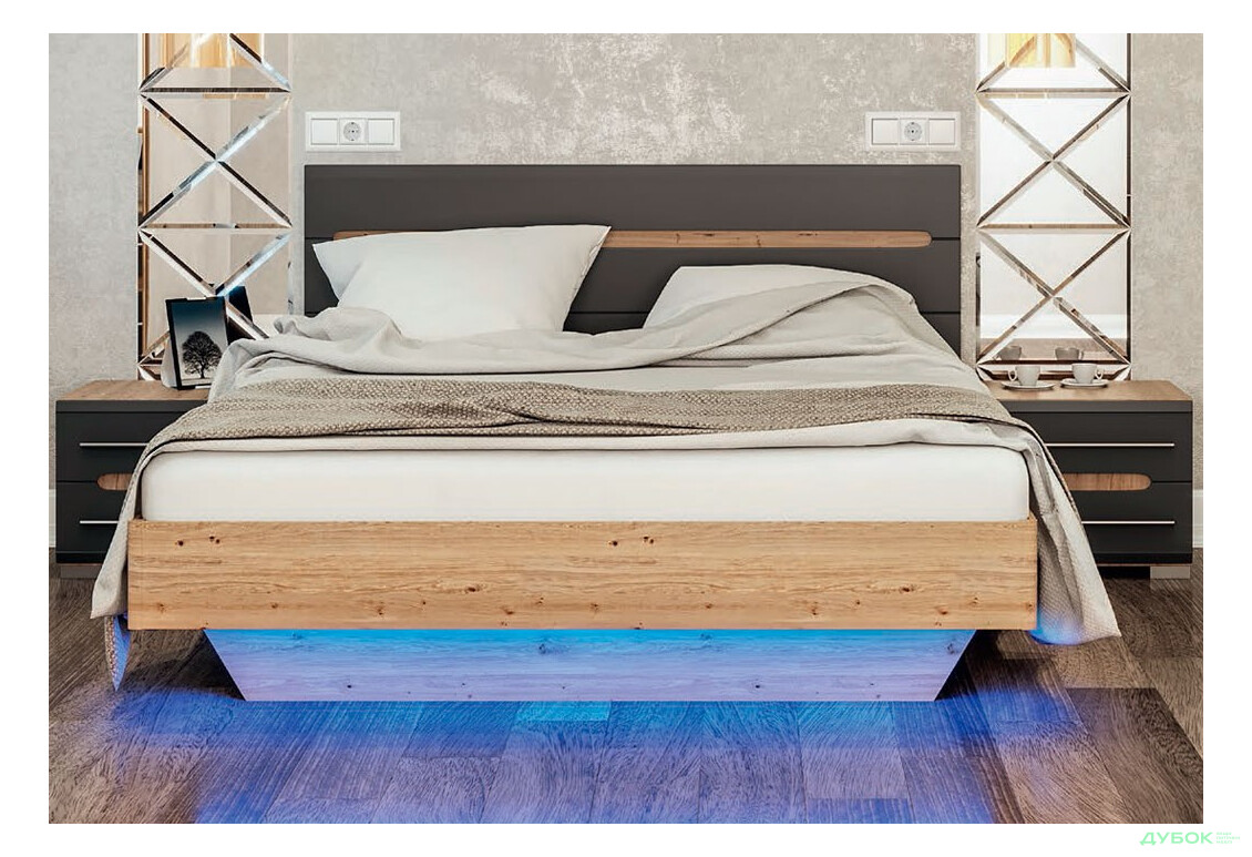 Фото 3 - Ліжко Світ Меблів Бянко (без вкладу) 140х200 см, артизан/графіт